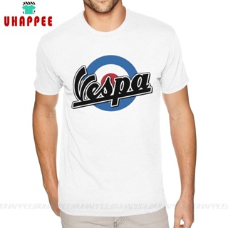 ขายเสื้อยืดแขนสั้น พิมพ์ลายรถจักรยานยนต์ Vespa สีขาว สไตล์คลาสสิก สําหรับผู้ชาย CPfaom31JGlhdf90（S-5XL）