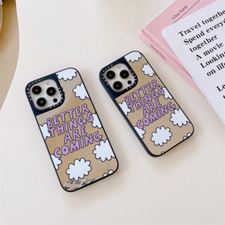 Casetify เคสโทรศัพท์มือถือ TPU กันกระแทก พิมพ์ลายตัวอักษร มีกระจกด้านข้าง สําหรับ iPhone 14 Pro MAX 11 12 13 Pro MAX 14 Plus