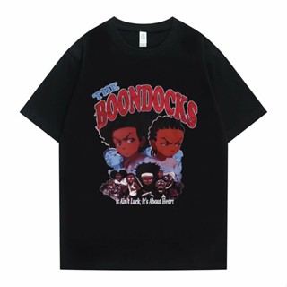 【พร้อมส่ง】เสื้อยืดแขนสั้นลําลอง ผ้าฝ้าย พิมพ์ลาย The Boondocks Huey and Riley สไตล์ฮิปฮอป สําหรับผู้ชาย และผู้หญิง