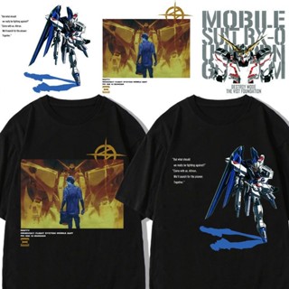 ✚✜Mobile Suit Gundam เสื้อยืดแขนสั้นผู้ชาย แบรนด์อินเทรนด์และเสื้อผ้าผ้าฝ้าย