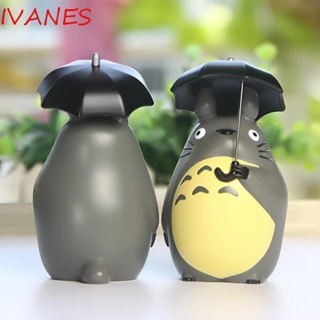 Ivanes โมเดลตุ๊กตาการ์ตูน Totoro พร้อมร่มขนาดมินิหลายสีสําหรับตกแต่งบ้าน