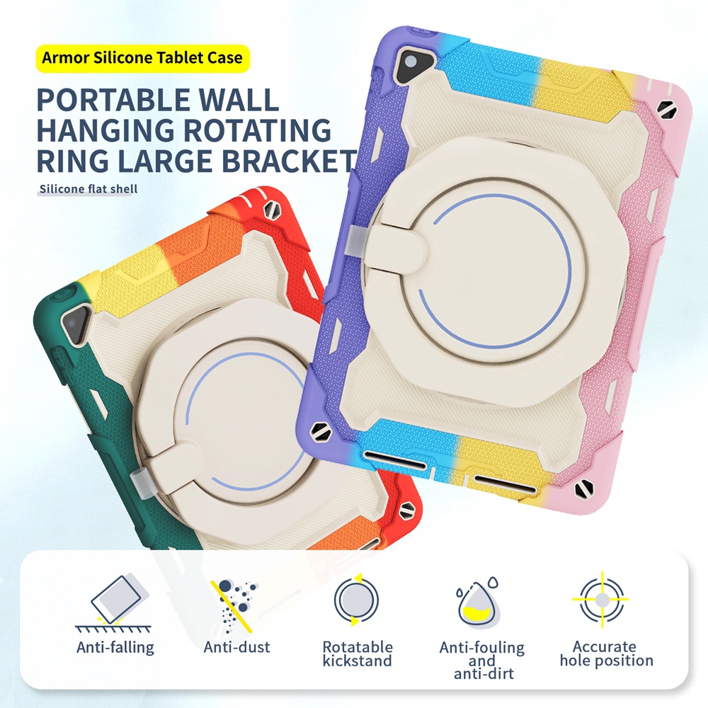 เคสแท็บเล็ต PC ซิลิโคน กันกระแทก พร้อมแหวนขาตั้ง สําหรับ Apple iPad 9.7 2018 2017 Air 2 Pro 9.7 2016 mini 4 5 2019