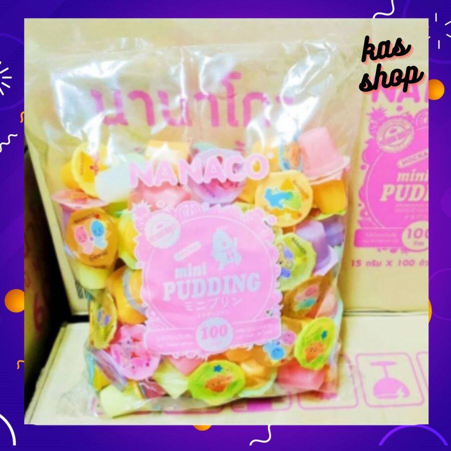 พุดดิ้ง100ถ้วย Nanaco mini pudding  เยลลี่โยเกิร์ตผสมวุ้นมะพร้าวกลิ่นผลไม้ต่างๆแบบถ้วย  พุดดิ้ง เยลล