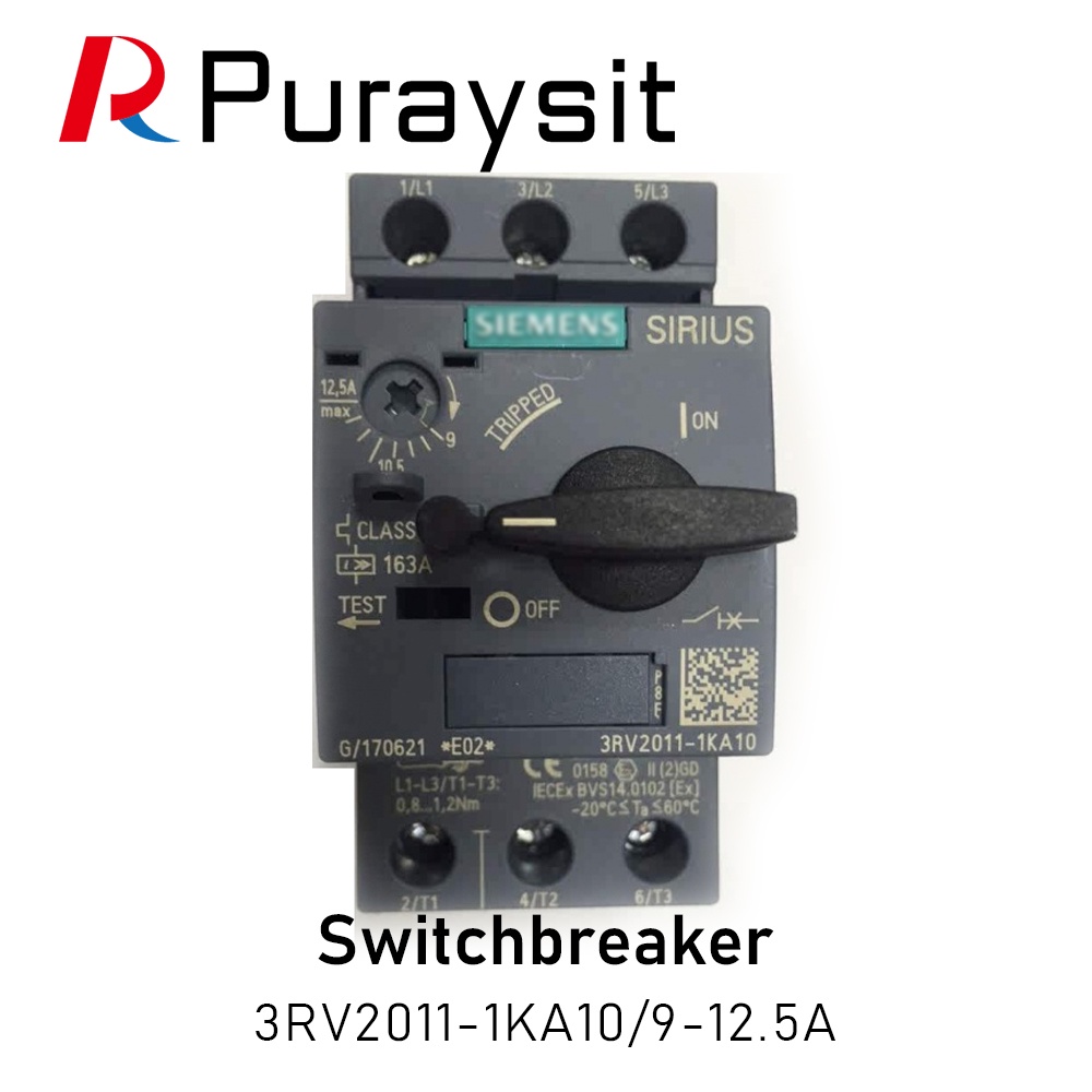Puraysit เบรกเกอร์ป้องกันมอเตอร์ 3RV2011-1KA10 9-12.5A