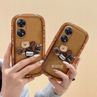 Phone Case เคส OPPO Reno8 T A78 A17 A17k A77s A57 A55 A54 4G 5G Lovely Caramel Doughnut Bear Casing OPPO Reno 8 T A16 A16k A16e A15 A15s All-inclusive Shockproof Silicone Soft Cover เคสโทรศัพท