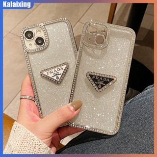 เคสโทรศัพท์มือถือ แบบนิ่ม ลาย Prada ประดับเพชร สําหรับ iPhone 14 Pro Max 13 Pro 12 Pro Max 11 Pro Max