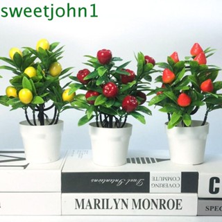 Sweetjohn กระถางต้นไม้ปลอม มะเขือเทศ มะนาวปลอม พลาสติก ขนาดเล็ก หลายสไตล์ สีสดใส สําหรับตกแต่งสวน DIY 1 ชิ้น