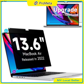 แผ่นกรองแม่เหล็ก เพื่อความเป็นส่วนตัว ถอดออกได้ สีดํา สําหรับ MacBook Air 15.3 13.6 M2 A2681 Air Pro 13 14.2