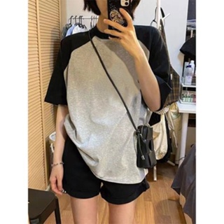 Raglan t-shirt short-sleeved womens design sense niche summer 2023 new loose cotton