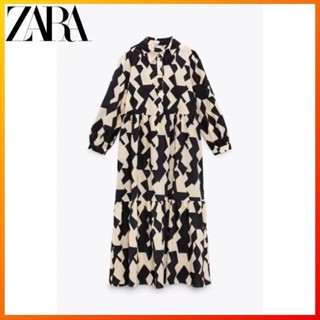 Zara ชุดเดรส พิมพ์ลาย midi dress