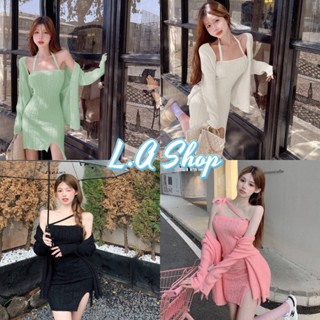 L.A Shop พร้อมส่ง ชุดมินิเดรสไหมพรม  สายผูกได้หลายแบบ (ขายเฉพาะเดรส) มีทั้ง4สีพาสเทล "U043"