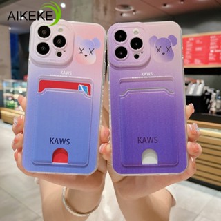 เคสโทรศัพท์มือถือนิ่ม ลายการ์ตูนหมี Kaws พร้อมช่องใส่บัตร สําหรับ Vivo Y77 Y55 Y77E Y76 Y76S Y74S Y75 Y33S Y52T 5G 2022 Y55S 2023 Y10S Y51S Y33E Y51 Y51A Y50 Y30