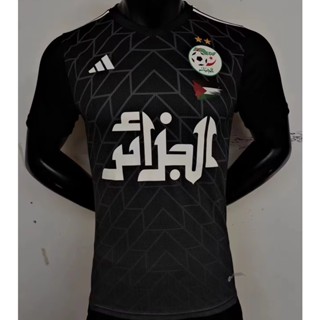 เสื้อกีฬาแขนสั้น ลายทีมชาติฟุตบอล Algeria 23-24 สีดํา ไซซ์ S-XXL