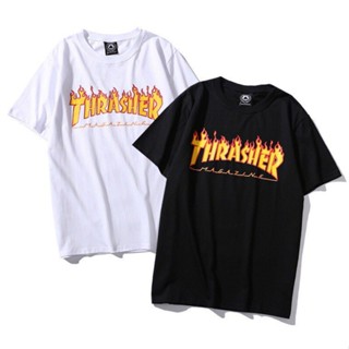 TRASHER เสื้อยืดลําลอง แขนสั้น พิมพ์ลายนิตยสาร Thrasher แฟชั่นสําหรับผู้ชาย และผู้หญิง