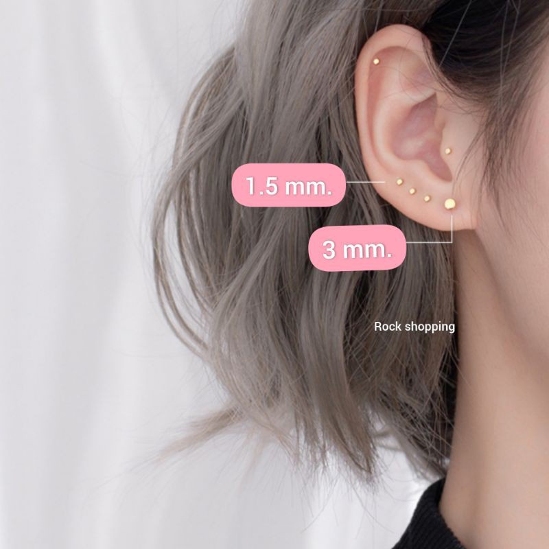 (silver925) ต่างหูเงินแท้ลายแบนกลมเรียงไซย์น่ารักมากๆ