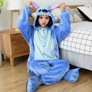 Kigurumi Stitch Pikachu Onesies ชุดนอน ลายการ์ตูนสัตว์ สําหรับผู้ใหญ่ ผู้ชาย ผู้หญิง