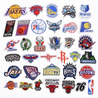 NBA Basketball Team Logo Series:1-10 Lakers Heat Bulls Velcro Patch DIY Sew On Iron On Badges Patches Cloth Embroidery Applique LY