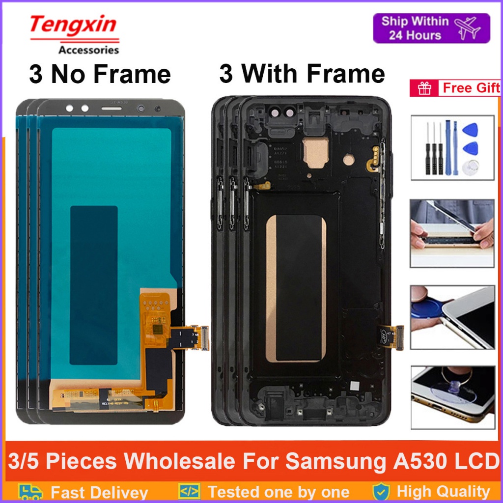 5.6 A530 สําหรับ Samsung Galaxy A8 2018 A530 A530F A530K A530L กรอบ LCD + หน้าจอสัมผัส Digitizer Ass