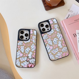 Casetify เคสโทรศัพท์มือถือ TPU กันกระแทก ลายกระต่าย มีกระจกด้านข้าง สําหรับ iPhone 14 Pro MAX 11 12 13 Pro MAX 14 Plus