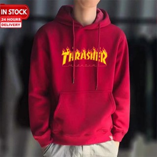 พร้อมส่ง เสื้อกันหนาวแขนยาว มีฮู้ด ลาย Thrasher สําหรับผู้ชาย และผู้หญิง