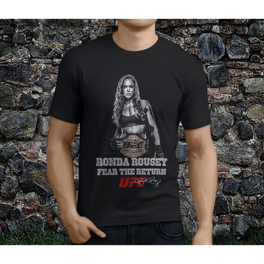 New Hot Popular Ronda Rousey Fear The Return UFC MMA Black Men's Tshirt S-3XL