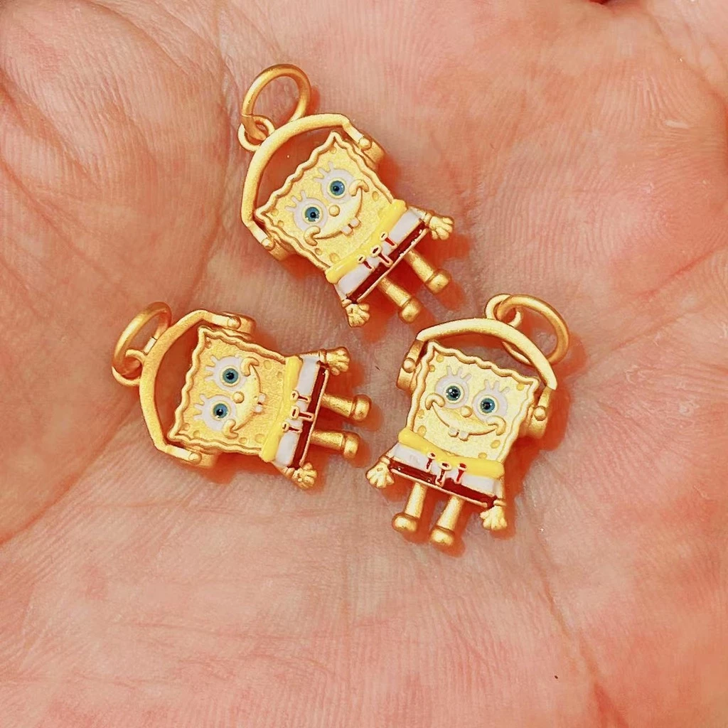 จี้ลูกปัดสพันจ์บ็อบ สีทอง สำหรับทำเครื่องประดับสร้อยคอ สร้อยข้อมือ DIY thumbnail 10