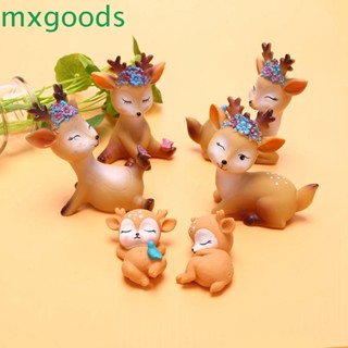 Mxgoods ตุ๊กตาสัตว์นางฟ้ากวางซิก้าขนาดเล็กสําหรับตกแต่งเค้ก