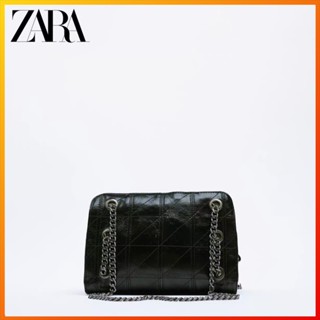 Zara กระเป๋าสะพายไหล่ กระเป๋าถือ แต่งสายโซ่ สีดํา แฟชั่นฤดูใบไม้ผลิ สําหรับผู้หญิง