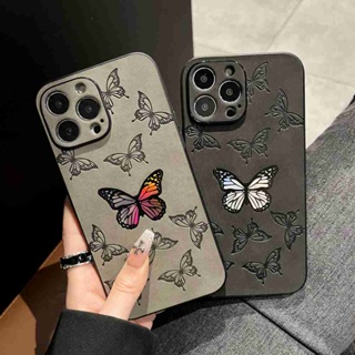 เคสโทรศัพท์มือถือแบบนิ่ม TPU ลายผีเสื้อเลเซอร์ สําหรับ iPhone X XS Max XR 11 12 13 14 Pro Max