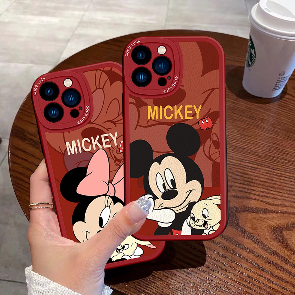 เคสโทรศัพท์มือถือ แบบนิ่ม ลายการ์ตูนมิกกี้ มินนี่ กันกระแทก ป้องกันกล้อง หรูหรา สําหรับ IPhone 11 Pro Max 12 Pro Max X XR XS Max SE 7 Plus 8 Plus 13 Pro Max 14 Pro Max