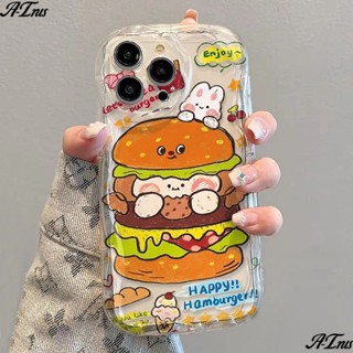 ✅เคสป้องกันโทรศัพท์มือถือใส แบบนิ่ม ลายกระต่าย และเบอร์เกอร์ สําหรับ Apple iPhone 14 13promax 12 11 7 8p xs xr EF33