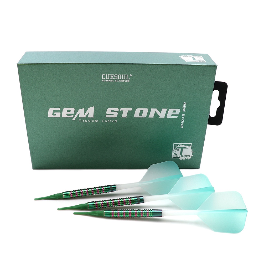 CUESOUL Soft Tip Tungsten Darts GREEN GEM STONE Uniformity Titanium Coated-19g