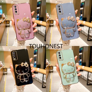 เคส Tecno Spark 5 Pro เคส Tecno Spark 7 Pro Casing Tecno Spark 8 Pro Cases Tecno Spark 6 Go Cover Tecno Spark 9T Case Tecno Pop 5 LTE Case Tecno Pova 2 Case Cute Anime Cartoon Vanity Mirror Hello Kitty Holder Phone Case With Metal Sheet TK โทรศัพท์มือถือ