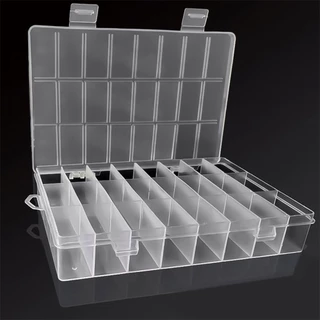【ภายในประเทศ】กล่องพลาสติก 24 ช่อง สําหรับใส่เครื่องประดับ