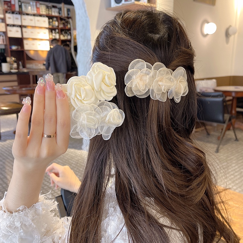 กิ๊บติดผม ผ้าตาข่าย ลายดอกไม้ สไตล์เกาหลี ฤดูร้อน สําหรับผู้หญิง