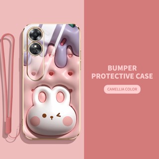 เคสโทรศัพท์มือถือ ลายสัตว์ และพืชน่ารัก 3D พร้อมสายคล้อง สําหรับ OPPO A17 A17K