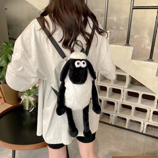 New Shaun the Sheep Backpack for Women Large Capacity plush cute Printing Fashion Personality Multipurpose Female Bags