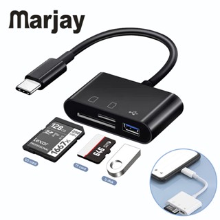 Marjay เครื่องอ่านการ์ดหน่วยความจํา USB Type-C OTG TF CF SD 3 in 1 สําหรับคอมพิวเตอร์