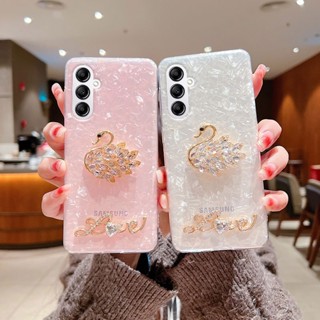 เคสโทรศัพท์มือถือ กันกระแทก ลายหงส์ ประดับคริสตัล สําหรับ Samsung Galaxy A54 A34 5G A14 2023 A34 5G