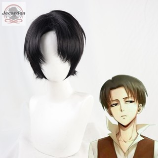 วิกผมสั้น คอสเพลย์ Jecarden Attack on Titan Levi Ackerman Rivai Ackerman ทนความร้อน สีดํา