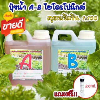 ปุ๋ยน้ำ AB ปุ๋ยไฮโดรโปรนิกส์ ขนาด 1 ลิตร 1000ml, 500ml, 250ml ใช้ปลูก ผักสลัด ผักไทย กินใบ [แถม หลอดตวงปุ๋ย 20 ml 1ชิ้น]