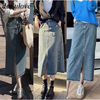 DaDulove💕 New Korean Version of Ins High Waist WOMENS Denim Skirt Niche Loose Skirt Slit A Word Long Skirt