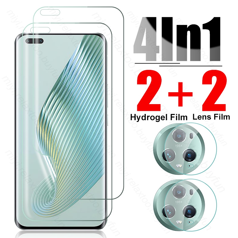 4 In 1 ฟิล์มไฮโดรเจลนิ่ม กันรอยหน้าจอ 999D ทรงโค้ง สําหรับกล้อง Honor Magic5 Pro 5G Magic 5 Lite Light 5Lite 5Pro