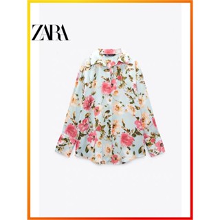 Zara เสื้อเชิ้ตผ้าไหม พิมพ์ลายดอกไม้ แฟชั่นฤดูใบไม้ผลิ สําหรับผู้หญิง 7969235330