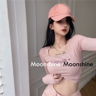 Moon  เสื้อครอป เสื้อแฟชั่นผู้หญิง y2k สีพื้น สําหรับผู้หญิง ใส่ไปคลับ ปาร์ตี้ 2023 NEW 23030606 Korean Style Unique ins สไตล์เกาหลี A29J0L5 36Z230909