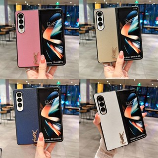 เคสโทรศัพท์มือถือหนัง PU ลายโลโก้แบรนด์หรู คุณภาพสูง สําหรับ Samsung Galaxy Z Fold 3 4 5 Z Fold 1 2 Z Fold 5