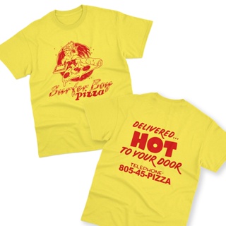 เสื้อยืดแขนสั้นเสื้อยืด พิมพ์ลายภาพยนตร์ Surfer Boy Pizza Stranger Things สไตล์วินเทจS-5XL