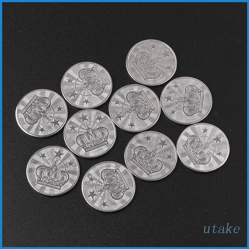UTAKEE 10Pcs  Arcade Game Token Coins Stainless Steel Pentagram Crown Coin Tokens