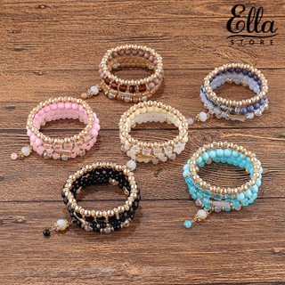 Ellastore123 สร้อยข้อมือ กําไลข้อมือ ประดับพู่ หลายชั้น 4 ชิ้น สําหรับผู้หญิง