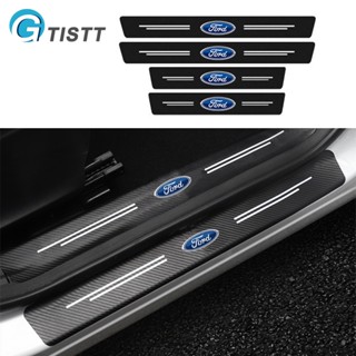 GTISTT 4ชิ้น คาร์บอนไฟเบอร์ แผ่นกันรอยประตูรถยน Carbon Fiber กันรอยประตูรถยนต์ สติ๊กเกอร์ติดรถ สำหรับ Ford Ranger Fiesta Everest Ecosport Transit Focus Explorer Mustang Mondeo Territory